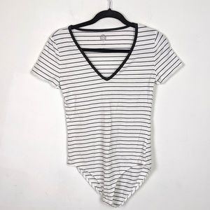 V Neck Body Suit Striped NWOT